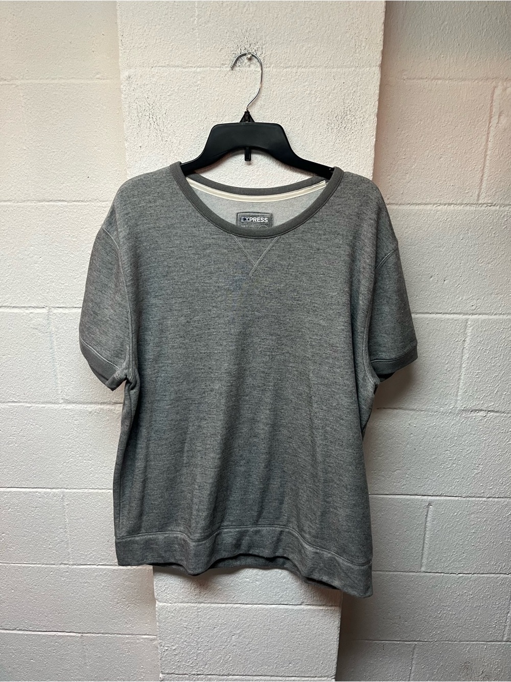 Express Gray Short-Sleeve Sweatshirt